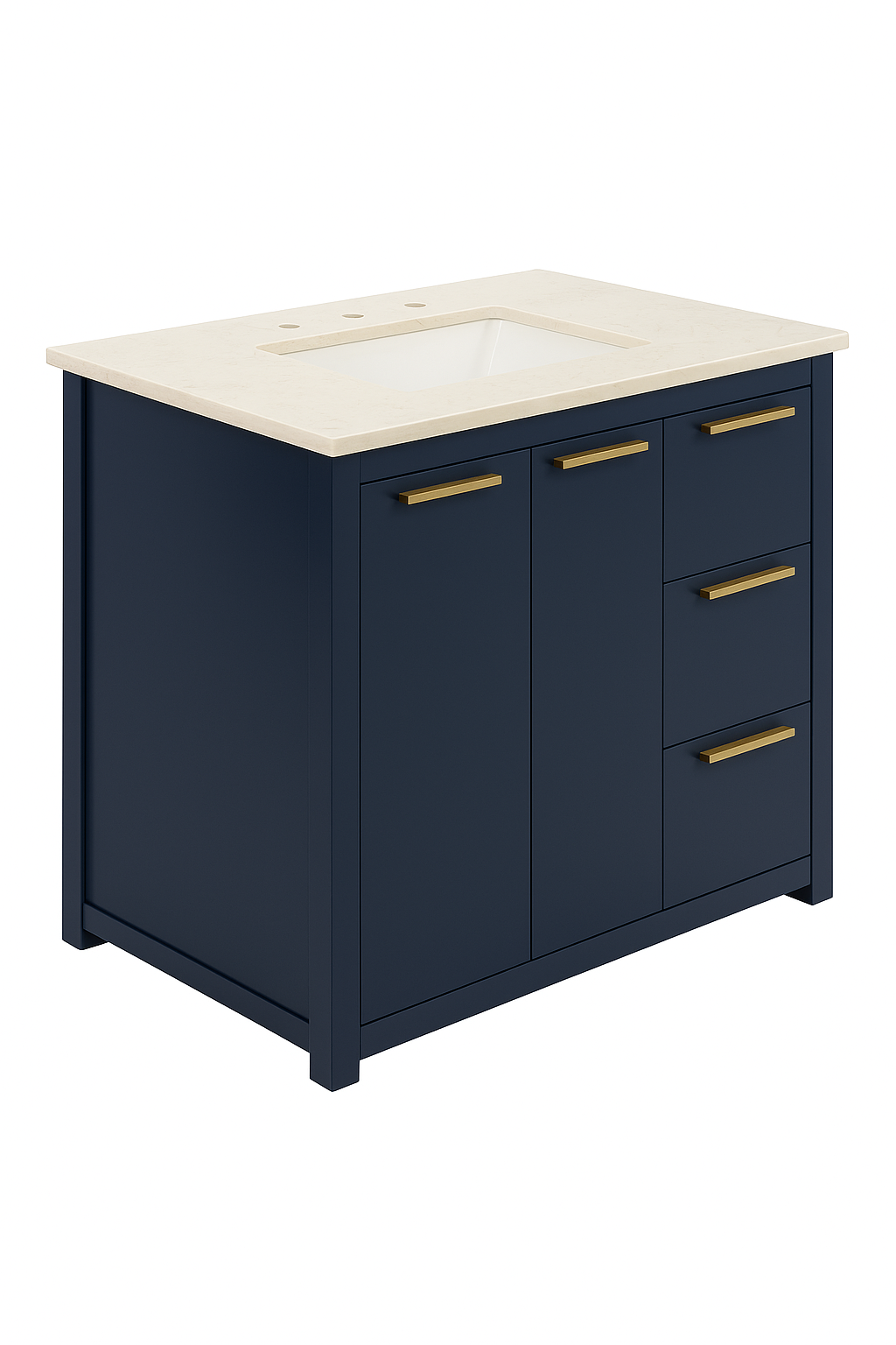 36 in. Single Sink Vanity in Blue with White Marble Top