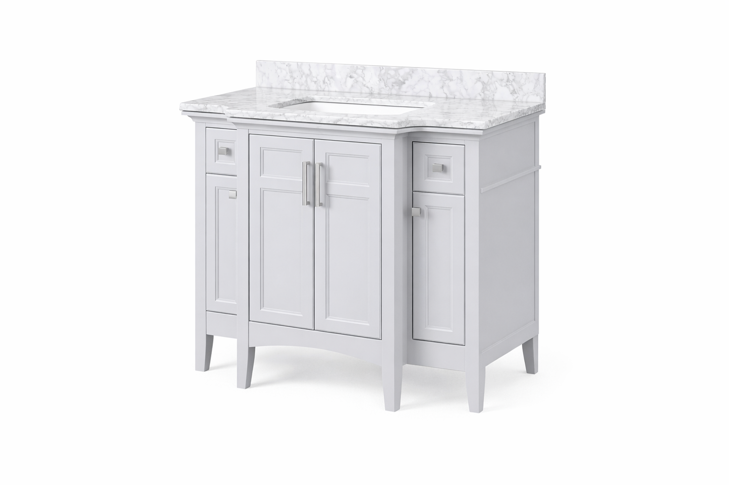 42 in. Single Sink Bath Vanity in Gray with Carrara Marble Top