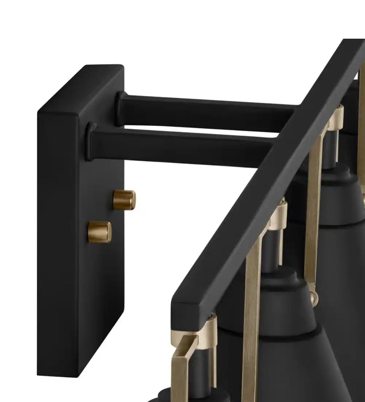 32.75 in. 4-Light Matte Black Bathroom Vanity with Satin Brass Accents