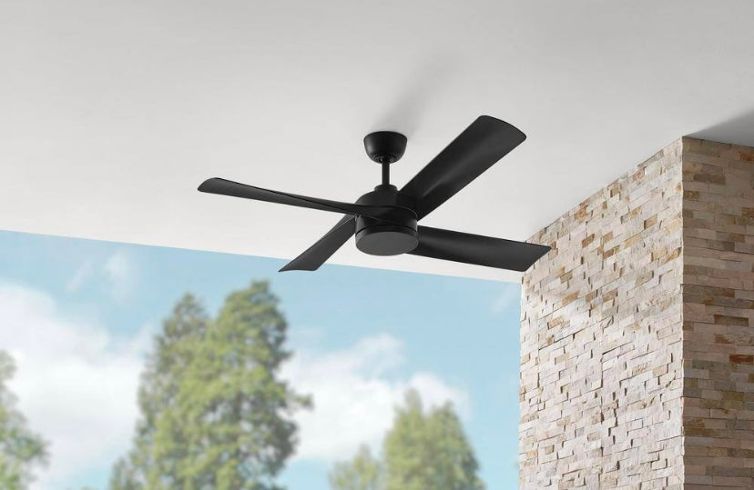 52. in Indoor/Outdoor Matte Black Ceiling Fan with Remote