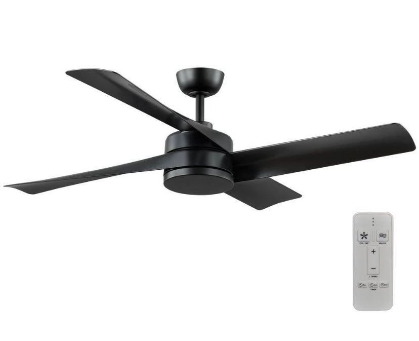 52. in Indoor/Outdoor Matte Black Ceiling Fan with Remote
