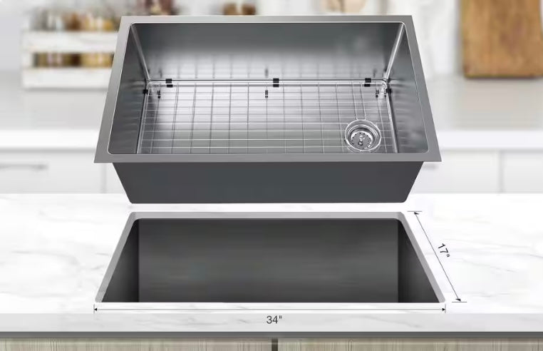 36. in Undermount Stainless Steel Kitchen Sink with Pull-Down Faucet