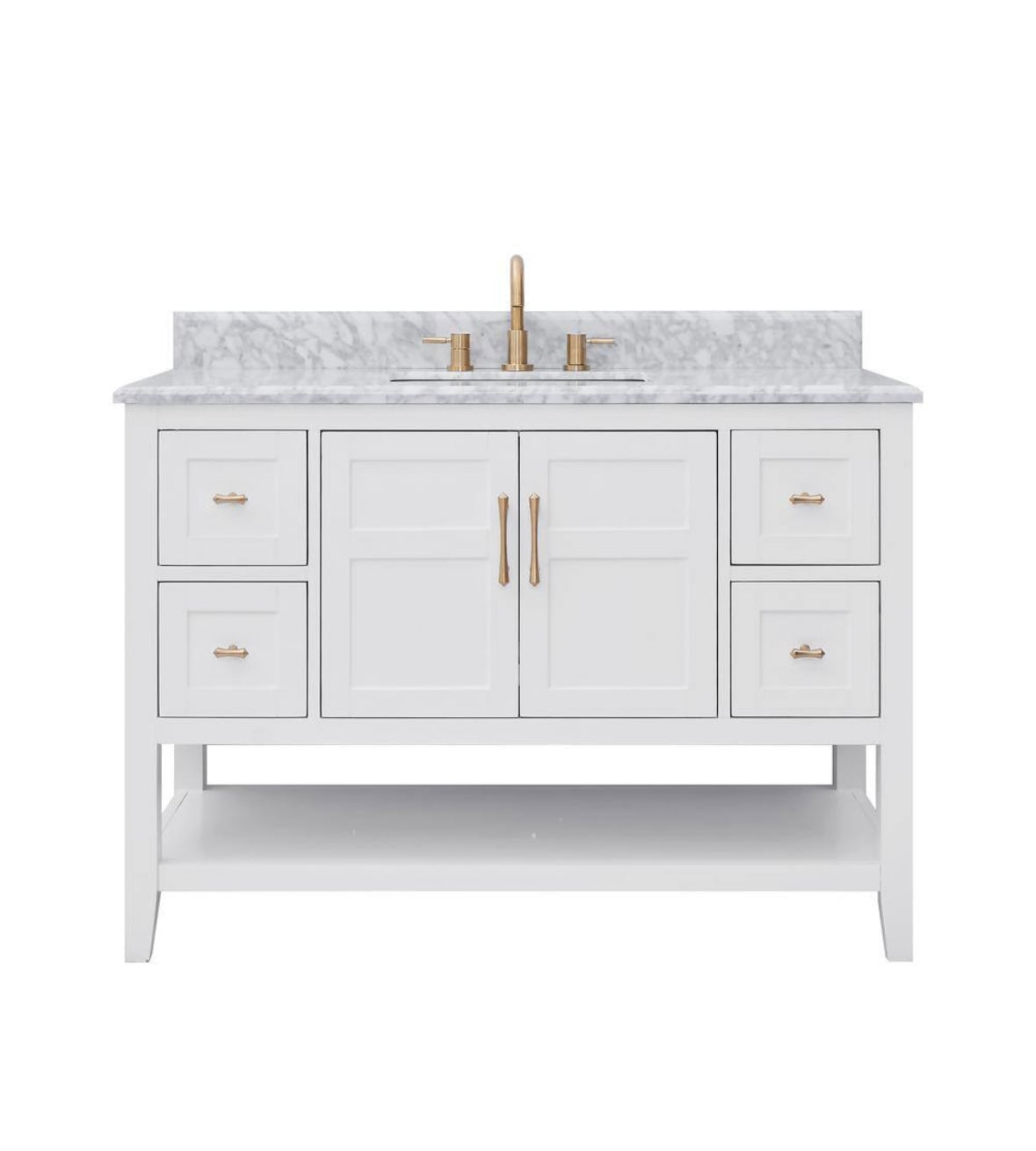 49 in. Single Sink Vanity in White with White Carrara Marble Top