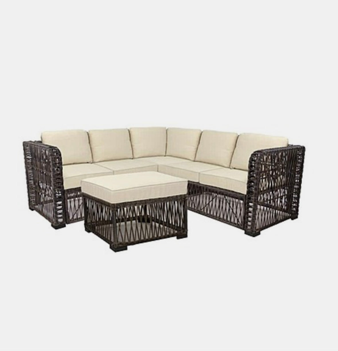4-Piece Wicker Patio Sectional w/ Beige Cushions