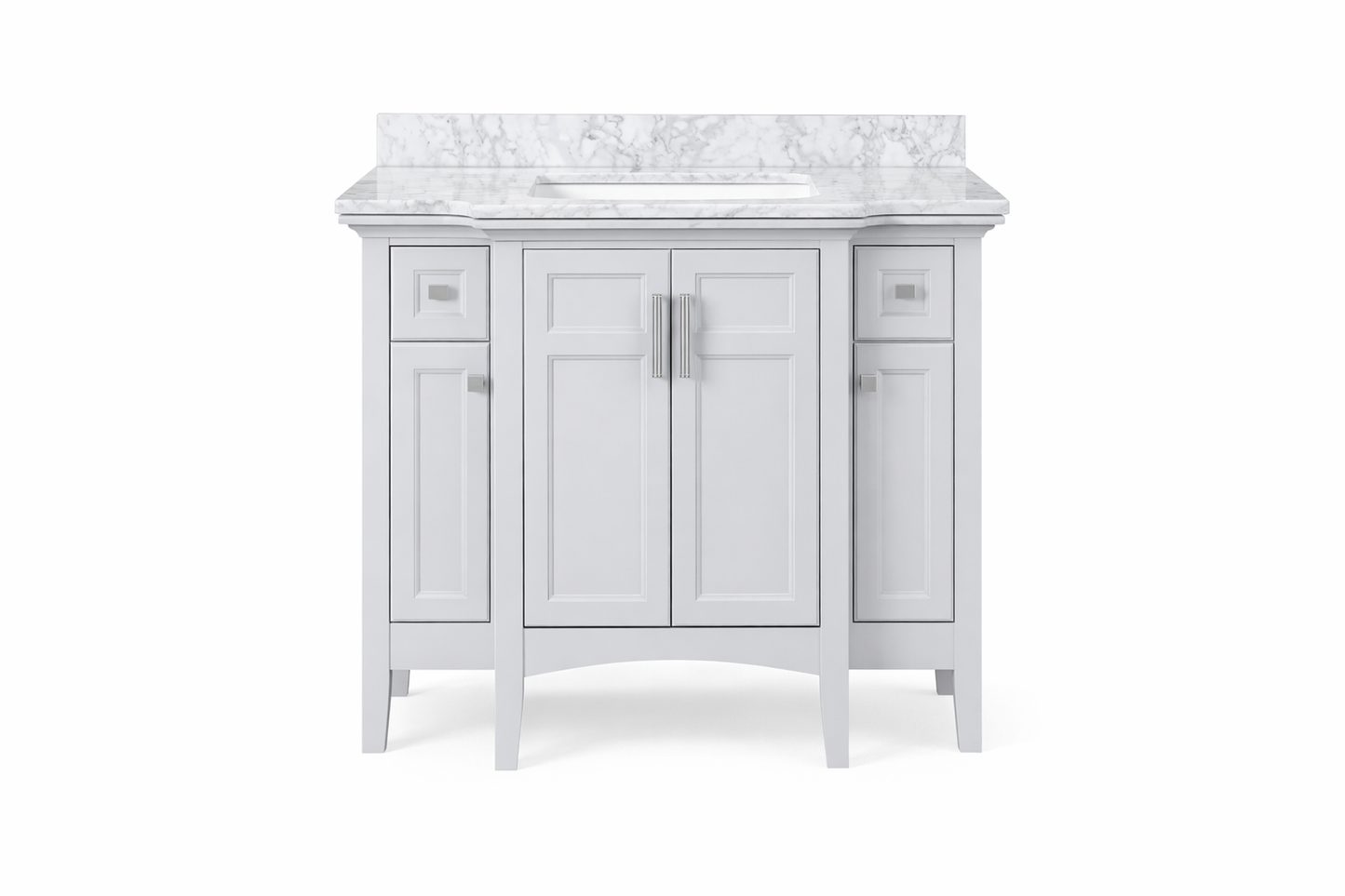 42 in. Single Sink Bath Vanity in Gray with Carrara Marble Top