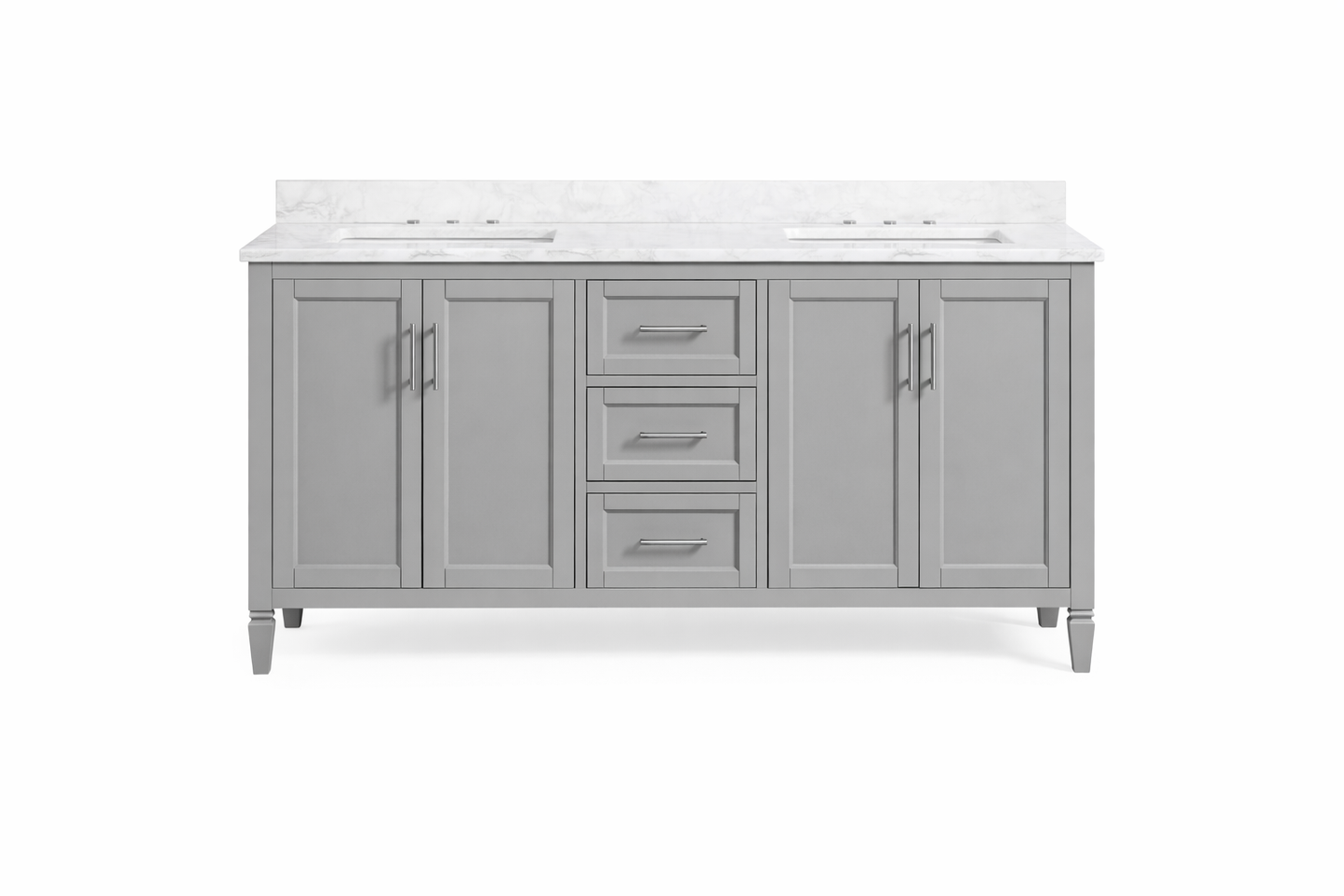61 in. Double Sink Bath Vanity in Chilled Gray with Carrara Marble Top