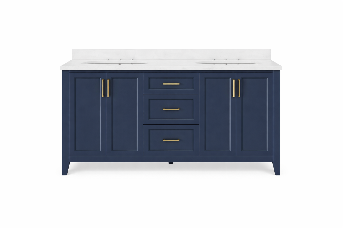 60 in. Double Sink Bath Vanity in Grayish Blue with White Engineered Marble Top