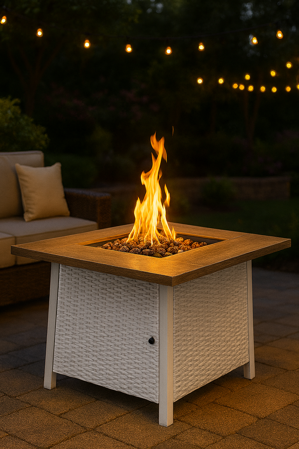 30 in. 50000 BTU White Steel Propane Outdoor Fire Pit