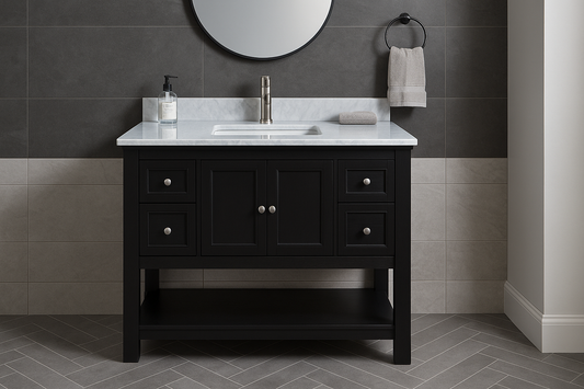 49 in. Single Sink Vanity in Espresso with White Marble Top