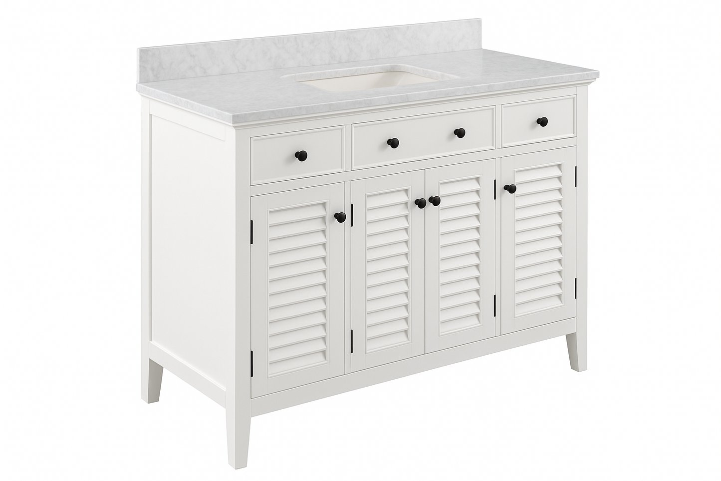 49 in. Single Sink Vanity in White with White Marble Top