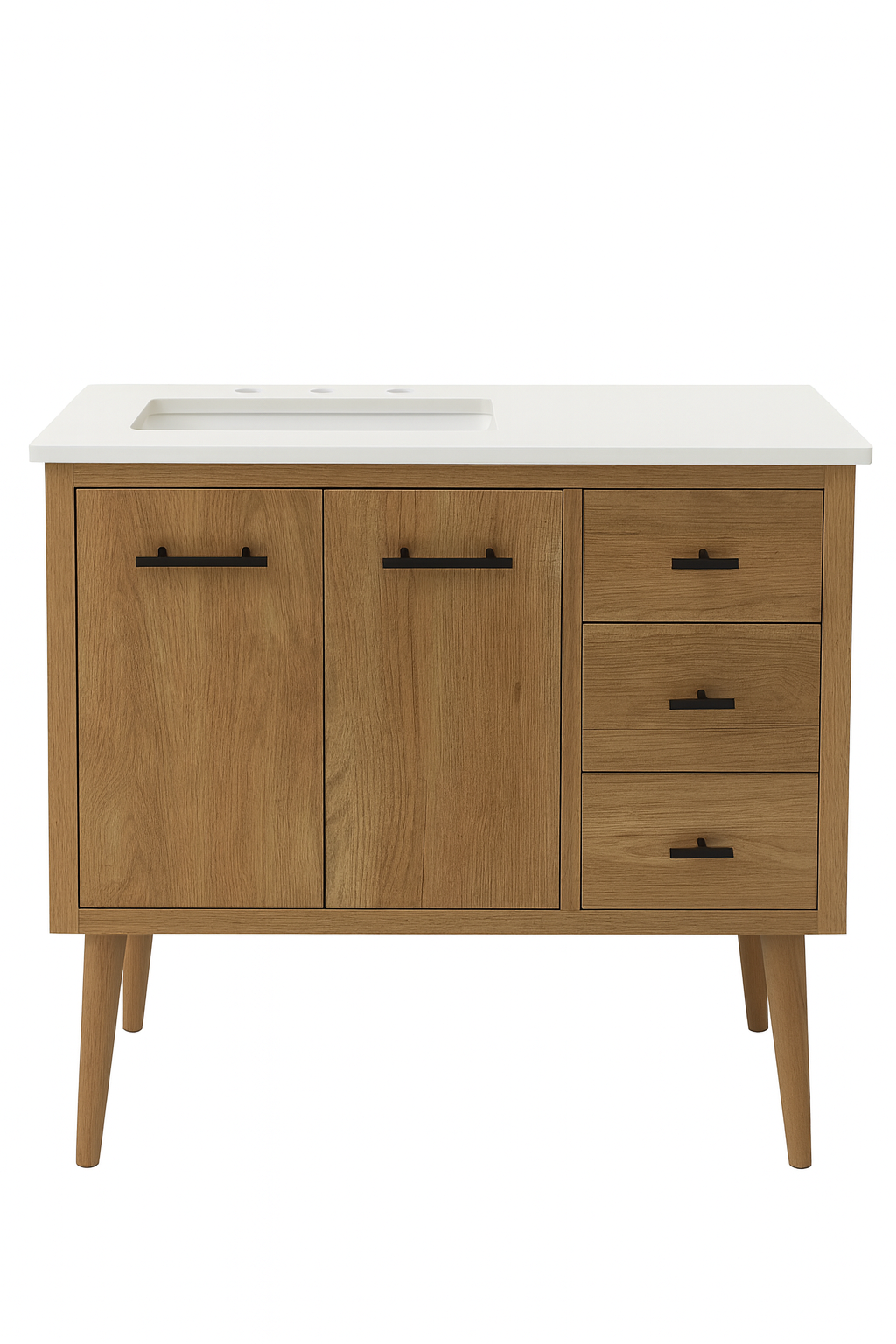 36" Single Sink Vanity in Natural Oak with White Marble Top