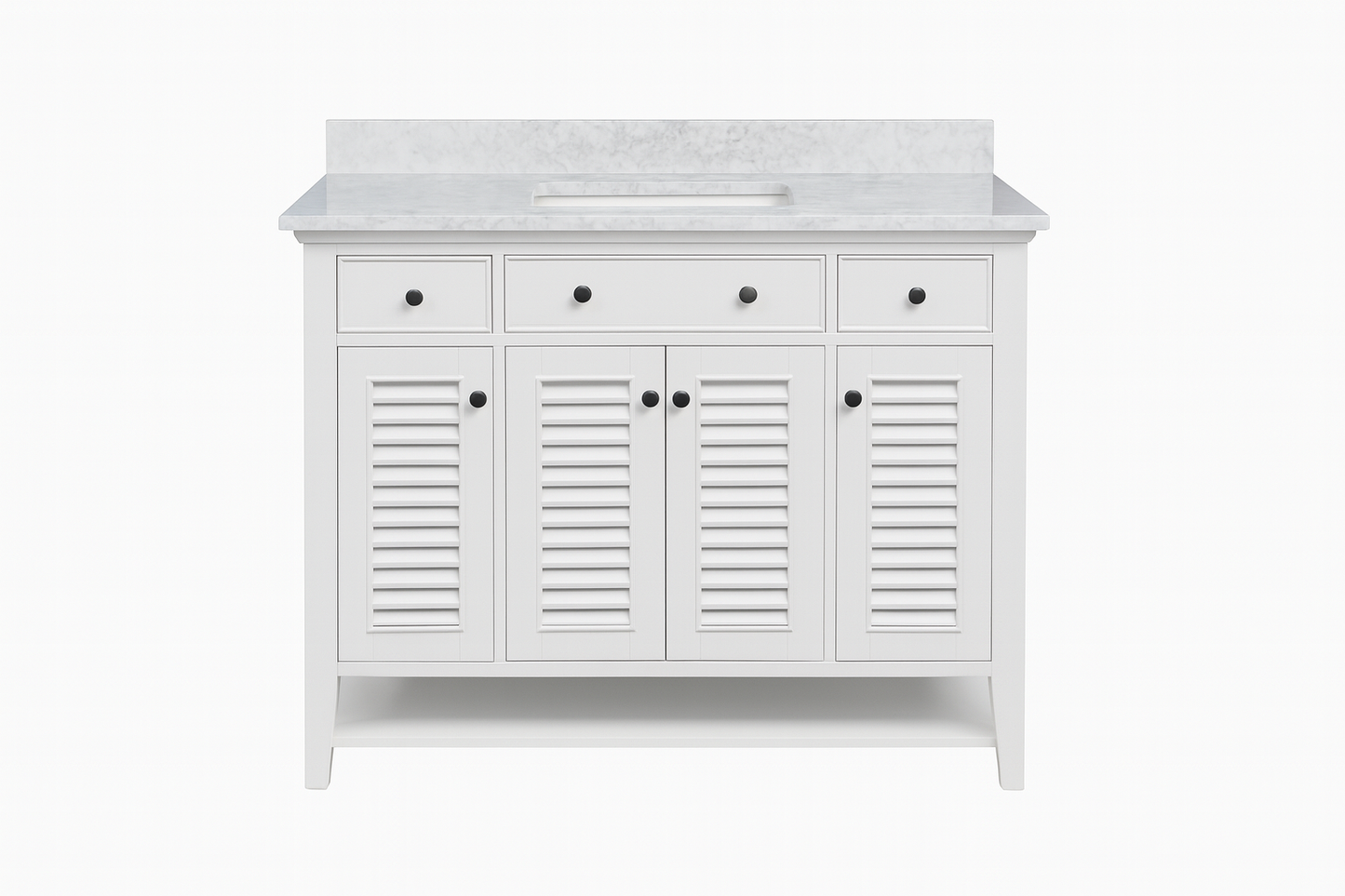 49 in. Single Sink Vanity in White with White Marble Top