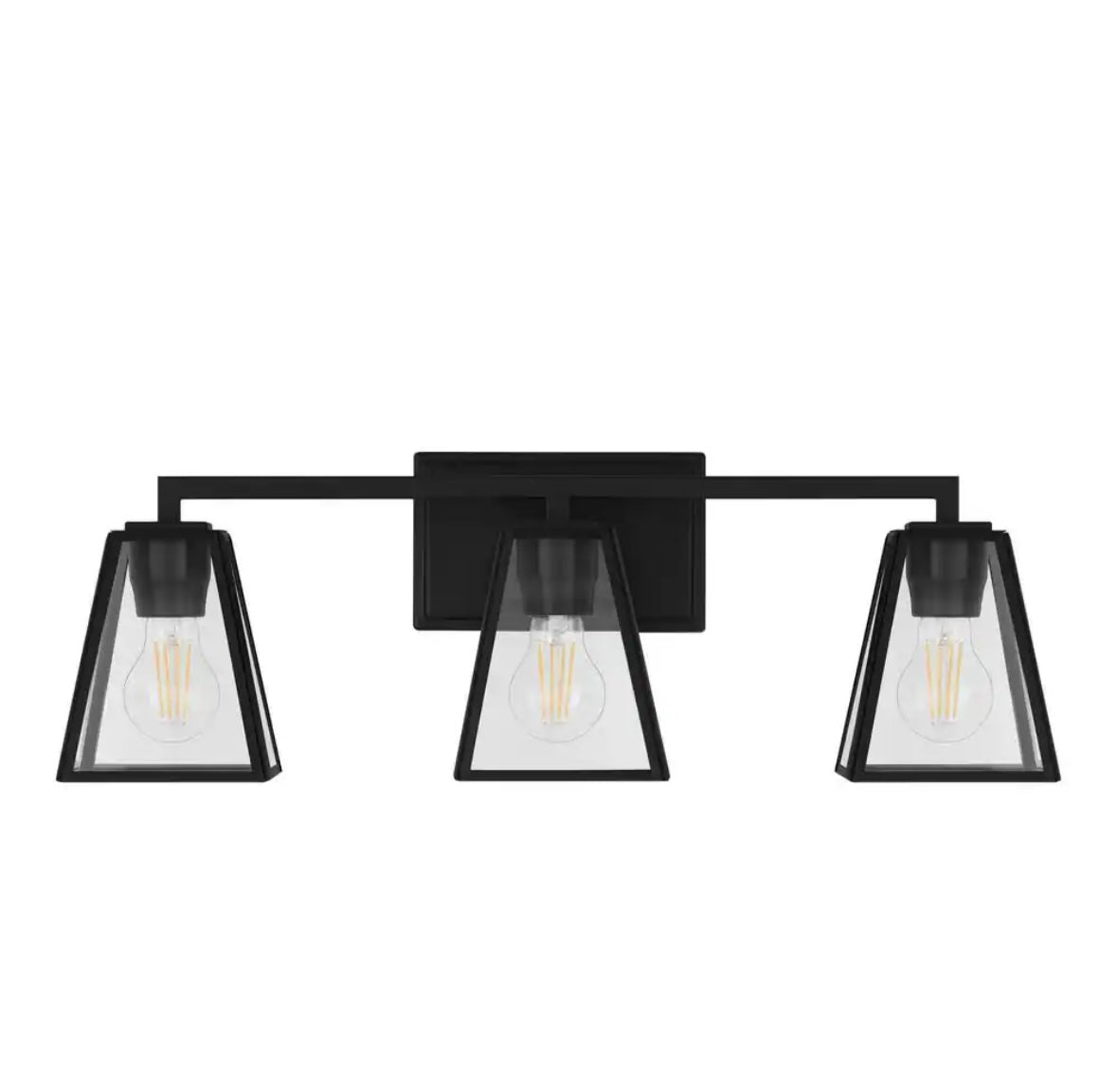 24 in. 3-Light Matte Black Bathroom Vanity Light with Clear Glass Shades