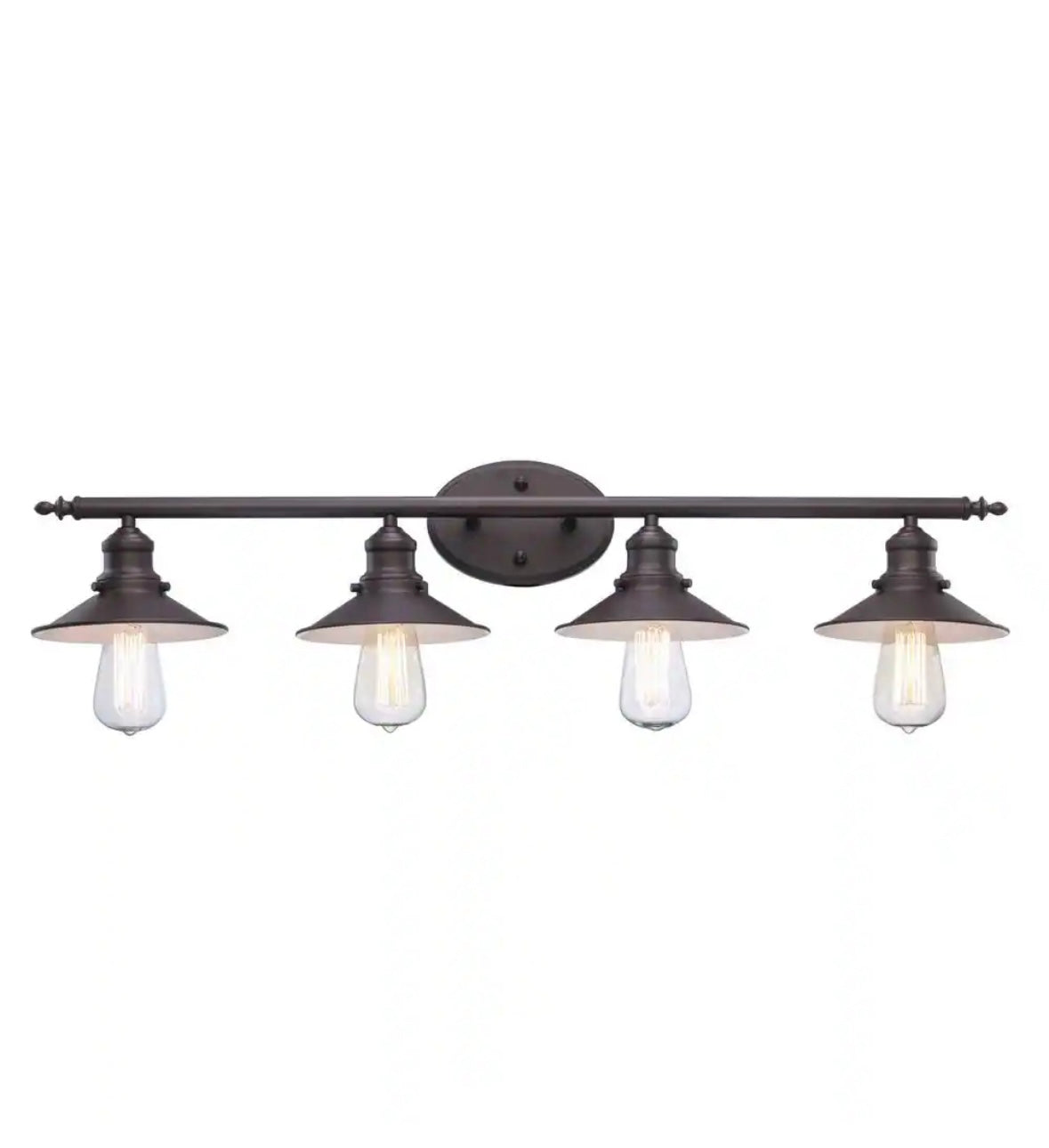 34 in. 4-Light Bronze Bathroom Vanity Light Fixture with Metal Shades
