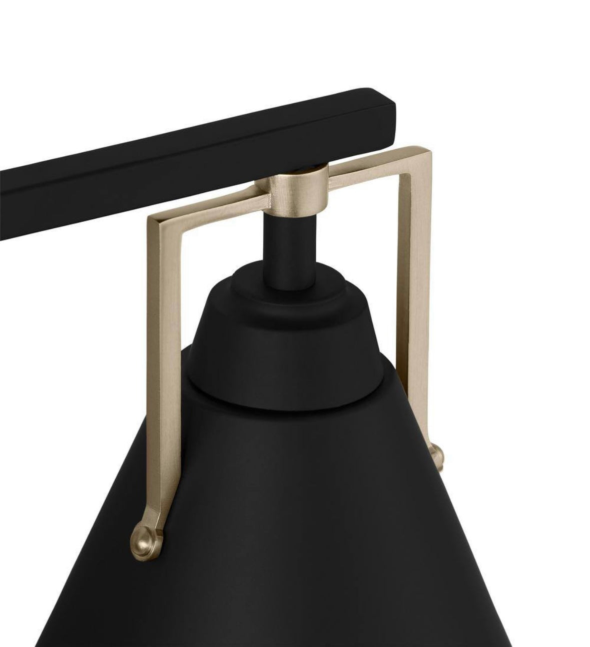 32.75 in. 4-Light Matte Black Bathroom Vanity with Satin Brass Accents