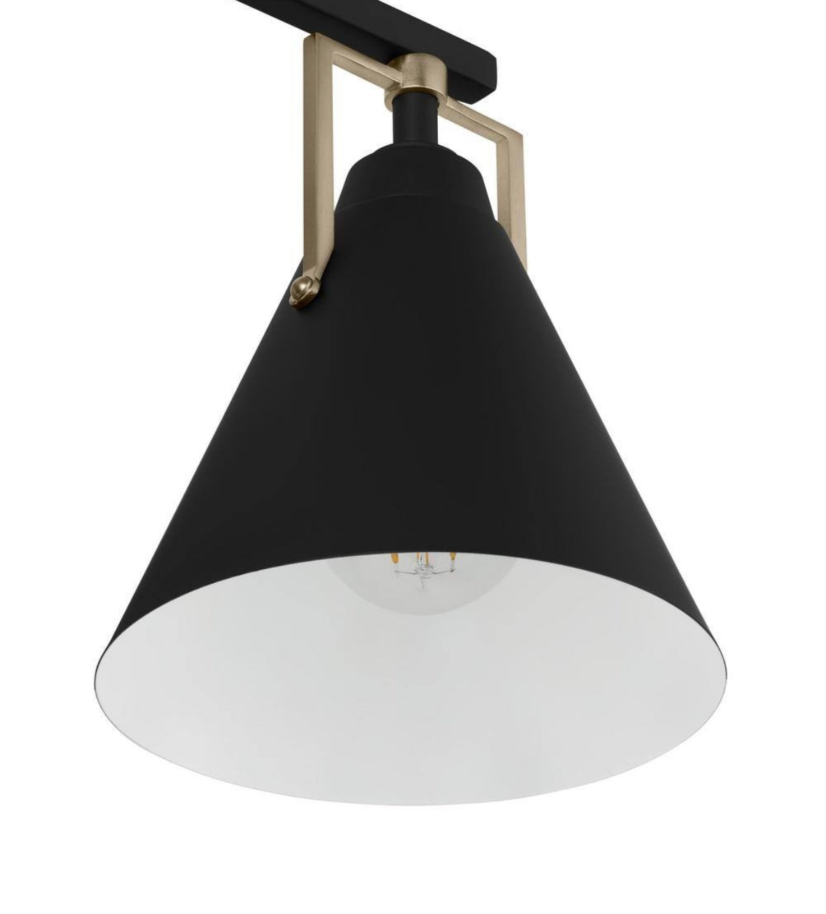 32.75 in. 4-Light Matte Black Bathroom Vanity with Satin Brass Accents