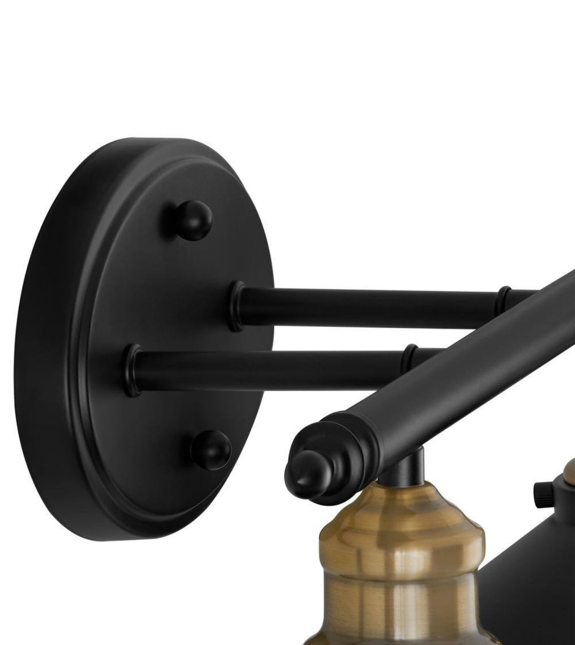 16 in. 2-Light Black and Brass Bathroom Vanity Light Fixture with Metal Shades