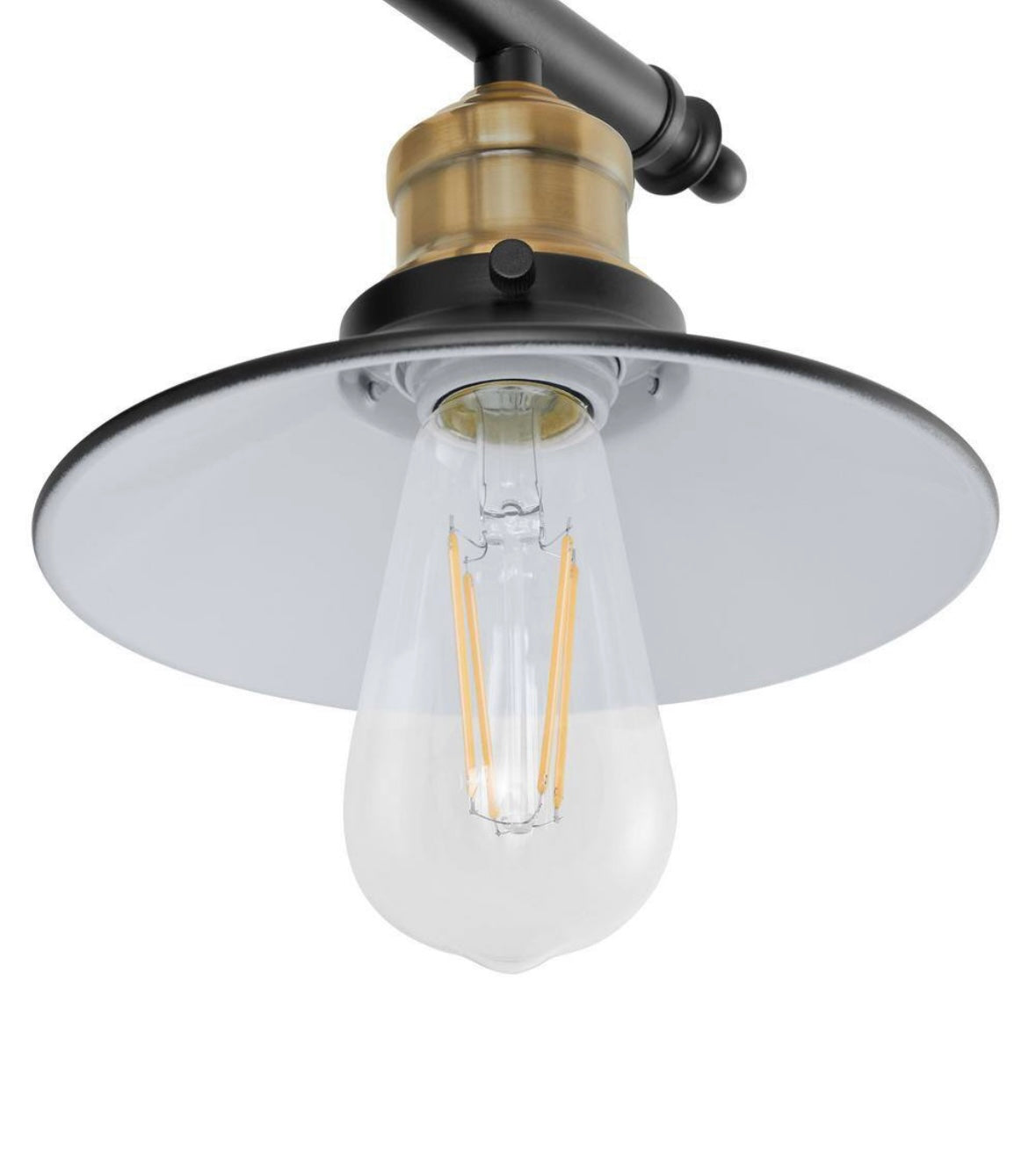 16 in. 2-Light Black and Brass Bathroom Vanity Light Fixture with Metal Shades