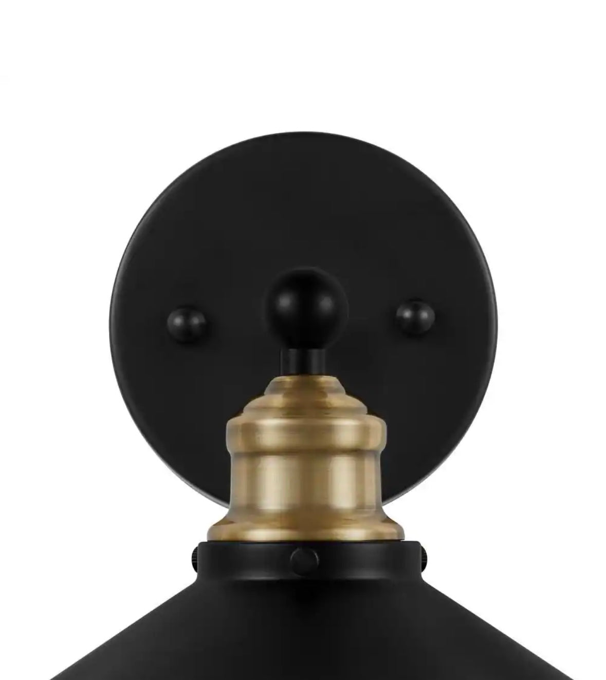 1-Light Black and Brass Wall Sconce Light Fixture with Metal Shade