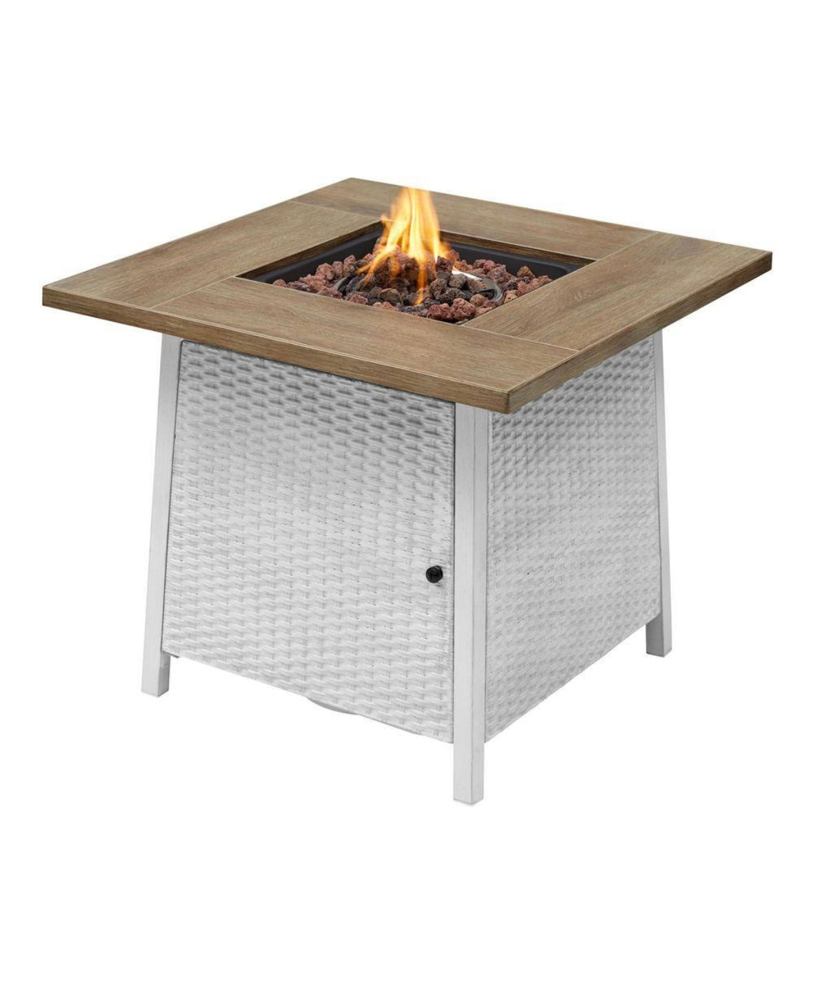 30 in. 50000 BTU White Steel Propane Outdoor Fire Pit