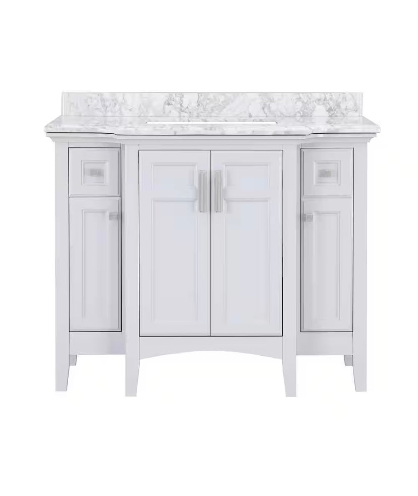 42 in. Single Sink Bath Vanity in Gray with Carrara Marble Top