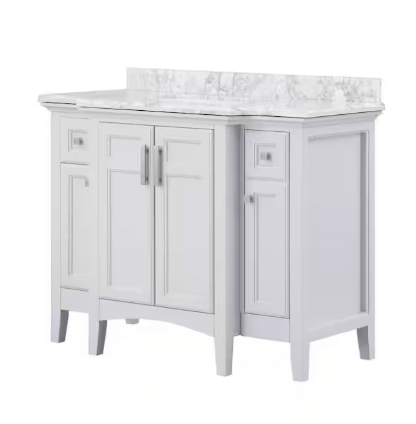 42 in. Single Sink Bath Vanity in Gray with Carrara Marble Top