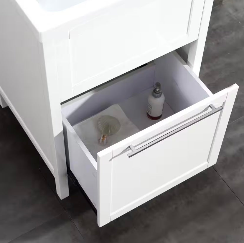 24 in. All-In-One Acrylic Utility Sink with White Cabinet