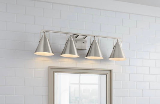 33. in 4-Light Brushed Nickel Industrial Vanity Light