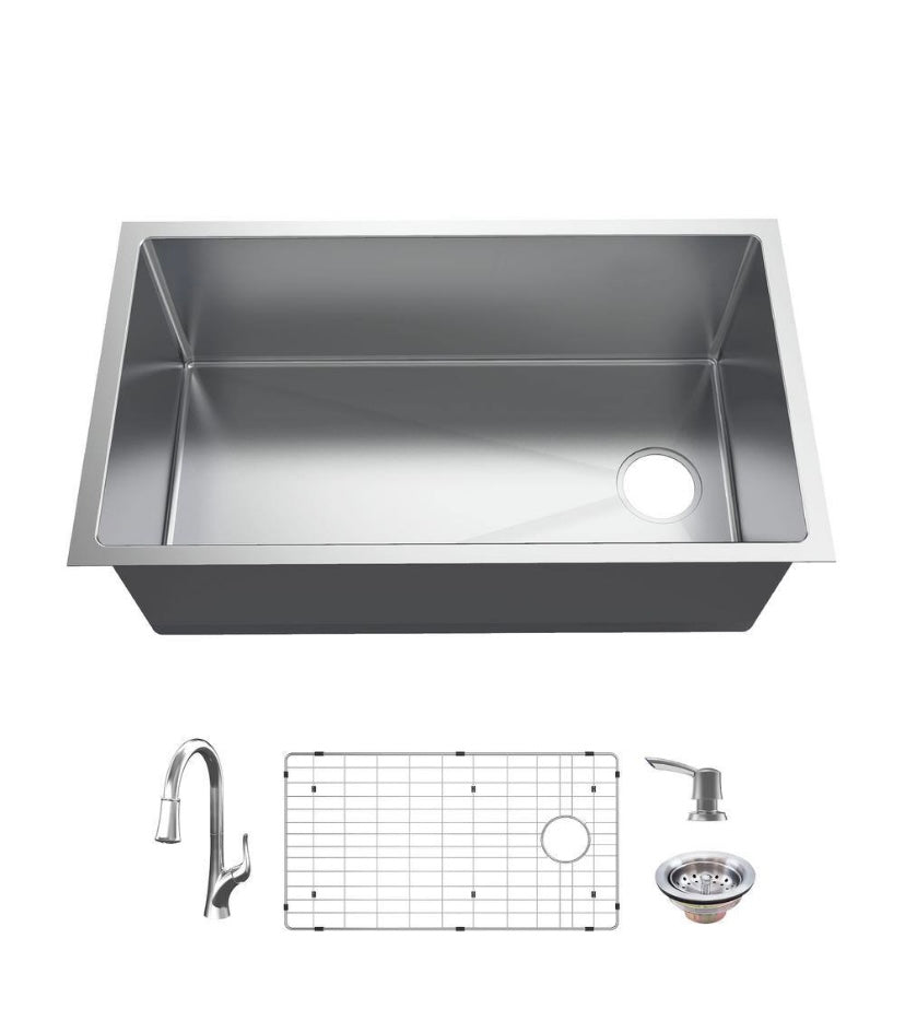 36. in Undermount  Stainless Steel Kitchen Sink with Pull-Down Faucet