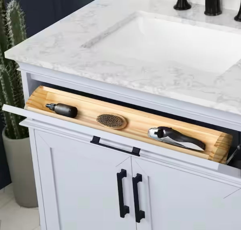 42 in. Single Sink Vanity in Light Gray with White Engineered Marble Top