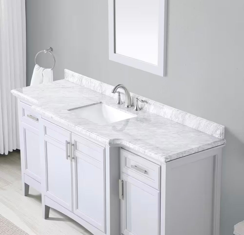 72 in. Single Sink Vanity in Gray with Carrara Marble Top