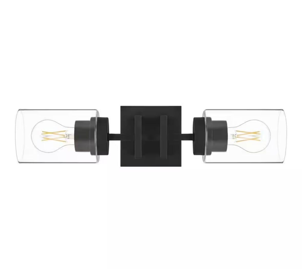 19 in. 2-Light Matte Black Vanity Light Fixture