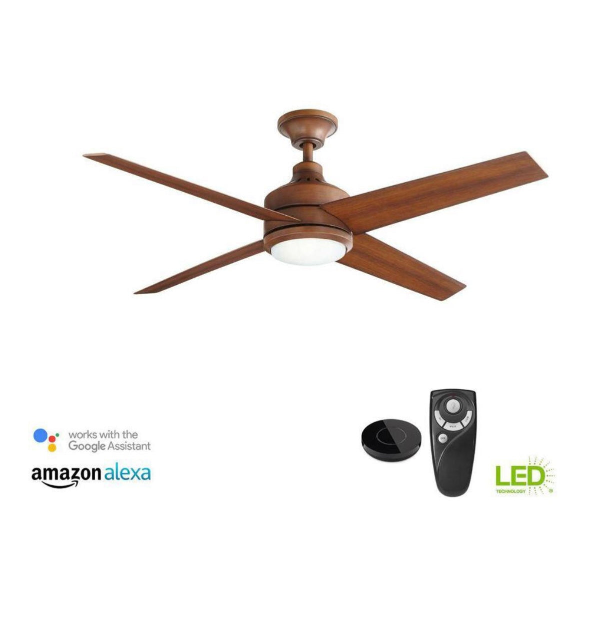 52 in. LED Indoor Distressed Koa Ceiling Fan with Remote