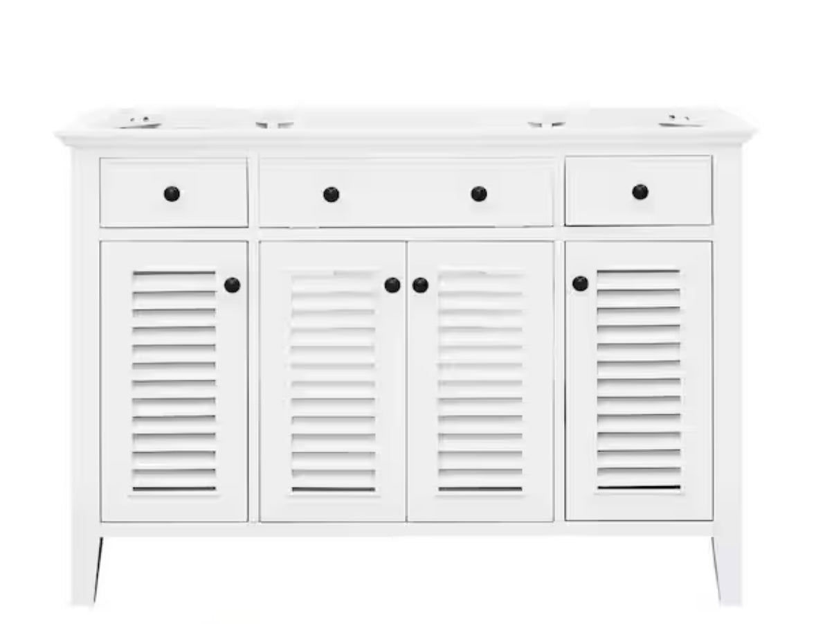 48 in. Single Sink Vanity in White with White Marble Top