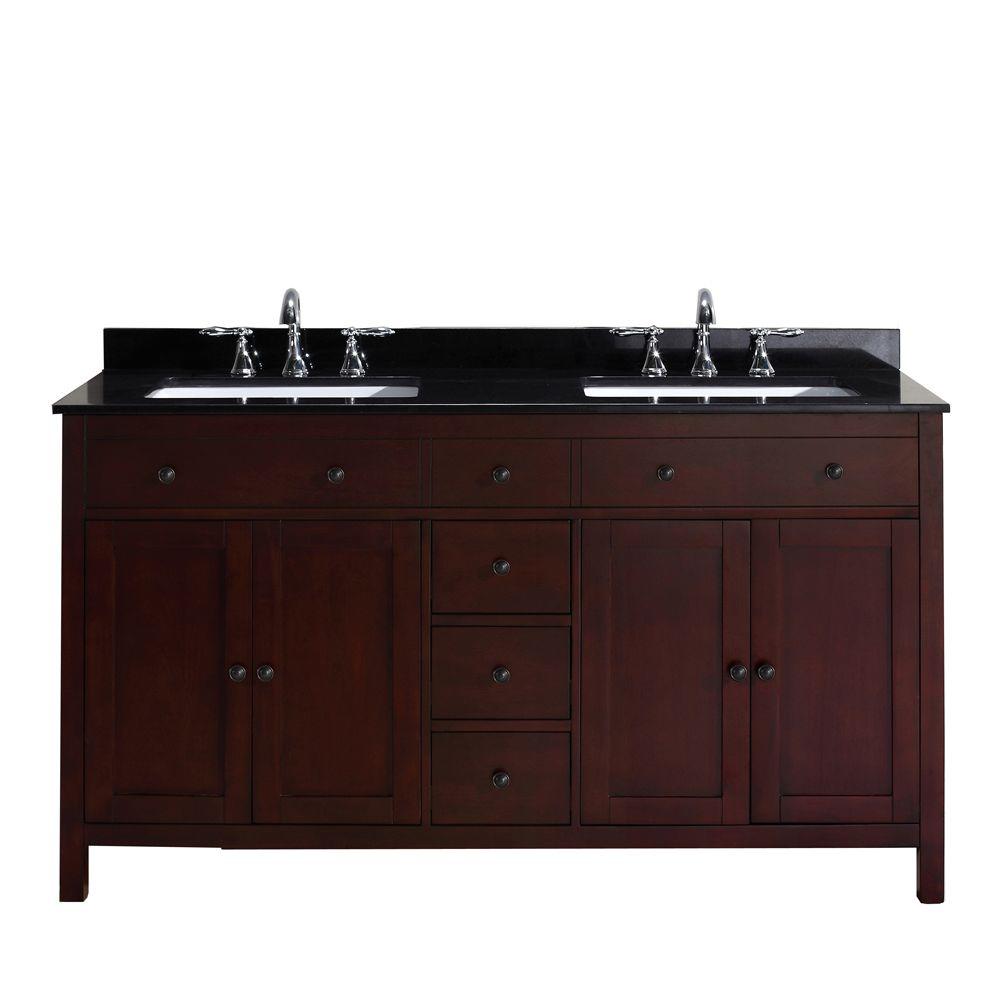 60 inch Cherrywood Double Vanity with Black Marble Top