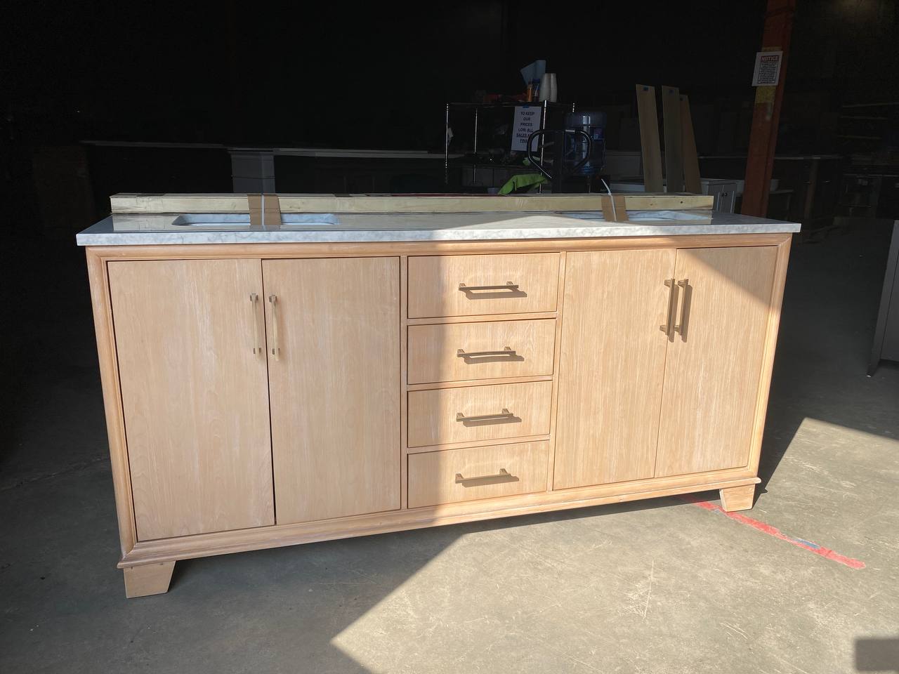 Nanterre 72 in W x 22 in D x 36 in H Double Sink Bath Vanity in Desert Birch With White Marble Top