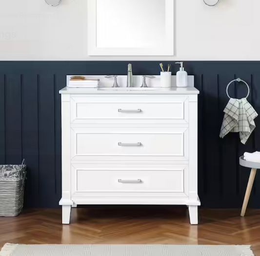 New 36 inch White Vanity with White Top