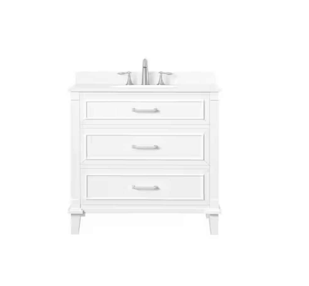 New 36 inch White Vanity with White Top