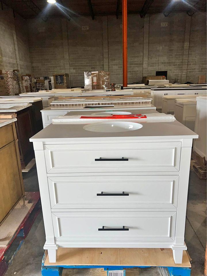 New 36 inch White Vanity with White Top